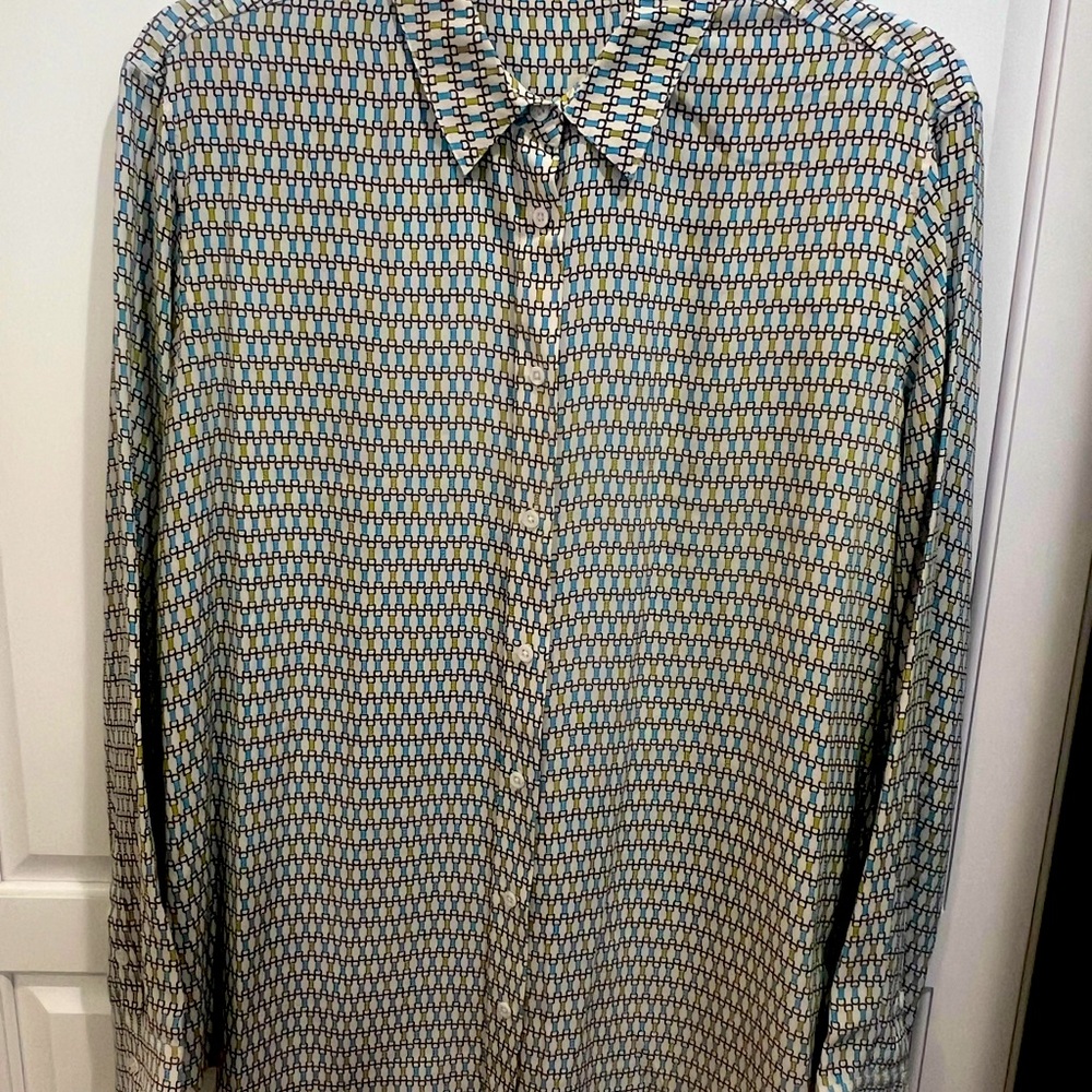 J.McLaughlin Long Sleeve Button Up Silk Blouse Size Large